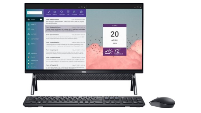 An image of a Dell Inspiron all in one computer with several windows open onscreen.