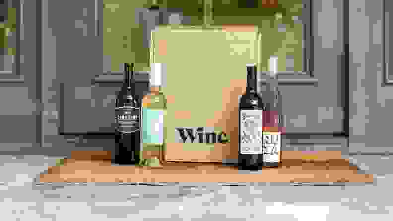 A Winc wine subscription delivery sitting outside a doorstep.