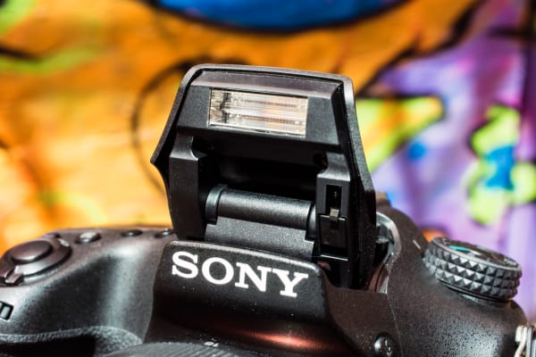 The Sony A77 II come with a built in flash.