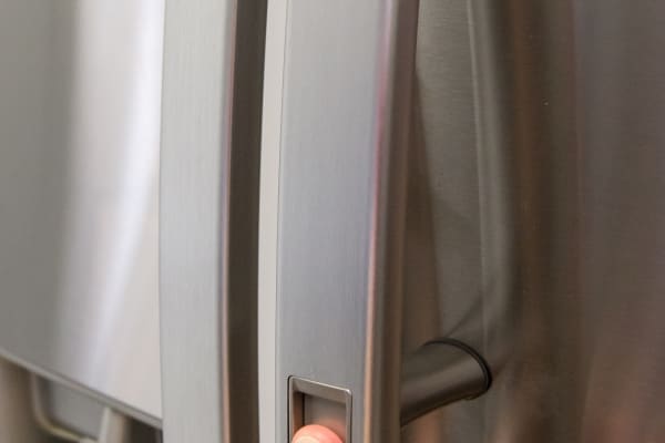 Stainless steel handles with the button for door-in-door access