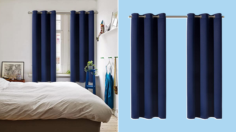 black hanging curtains