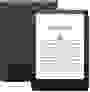 Close-up view of a Kindle display menu with various book covers.