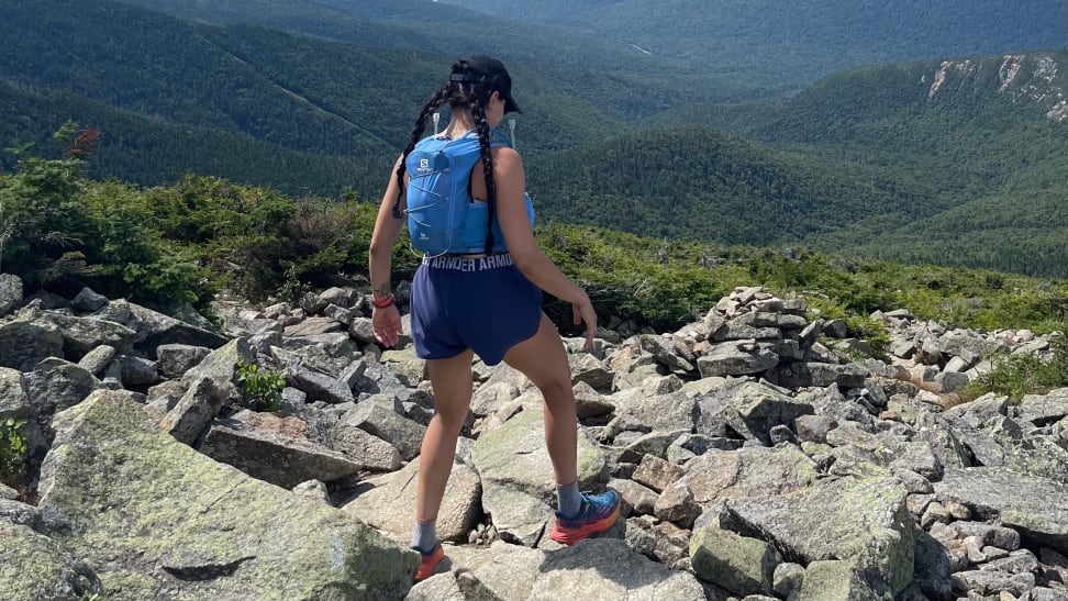 Staff Writer Lily Hartman hiking down Greenleaf Trail in the White Mountains.