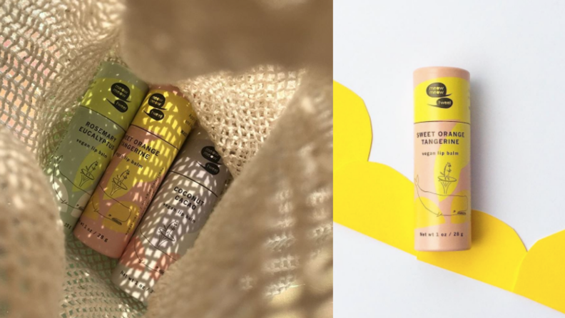 Lip balm in cardboard tube.