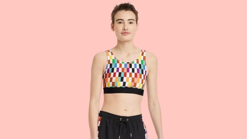 Rainbow Checkered Bra Top for Pride Festivals