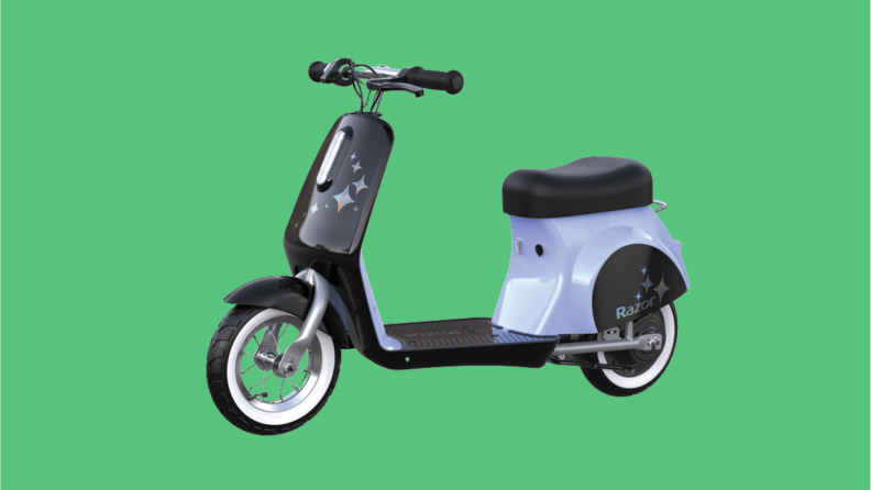 A Razer Electric Scooter in black and purple.
