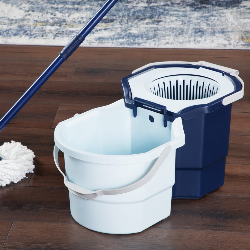 Spin Mop and Bucket on Wheels, Mop and Bucket Set, 360°Spinning Mopping  Bucket with 3 Microfiber Refills & 61 Extended Mop Rod for Floor Cleaning