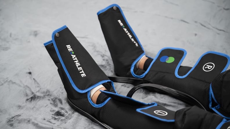 Image of calves and feet in the ReAthlete compression massager