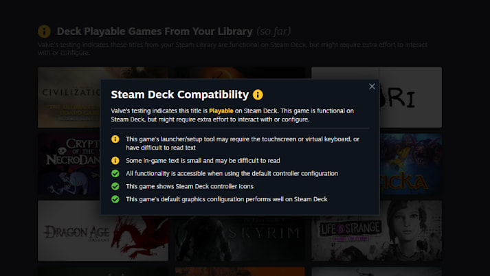 Steam Deck's first batch of compatibility rated games are now