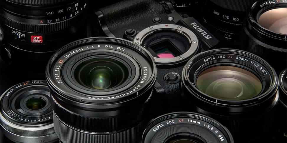 A variety of Fujifilm X-mount lenses