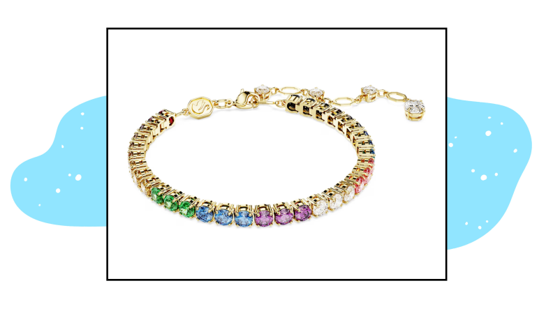 A crystal-encrusted bracelet with multicolored stones.
