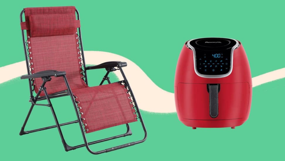 red chair by Sonoma Goods For Life and red air fryer by PowerXL