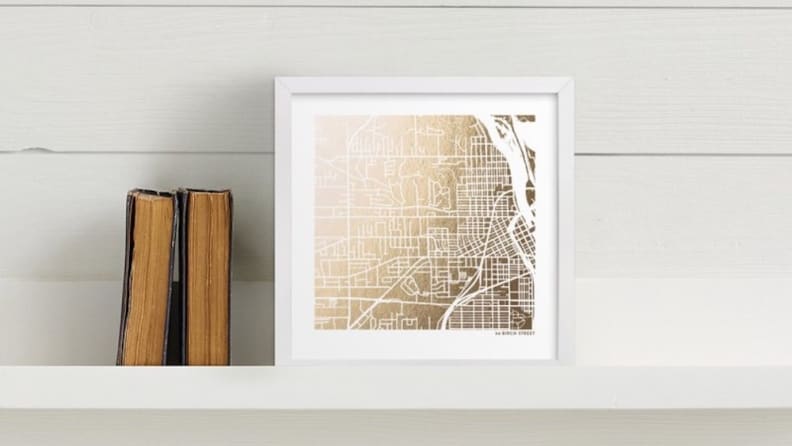 You can choose from gold, silver, or rose gold foil on this customized map.