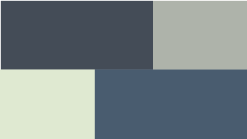 Grays, blues, and greens are popular colors for kitchen cabinets