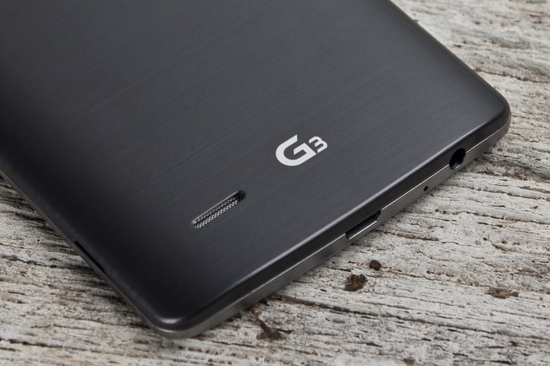 A close-up photo of the LG G3's logo.