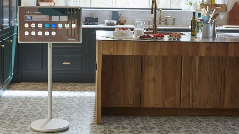 The LG StandbyME display being used in a kitchen setting