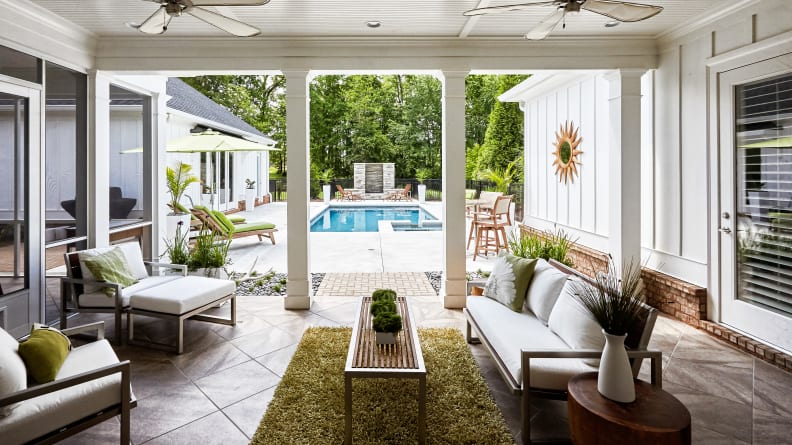 Some patios are partially enclosed, but still exposed to the elements.