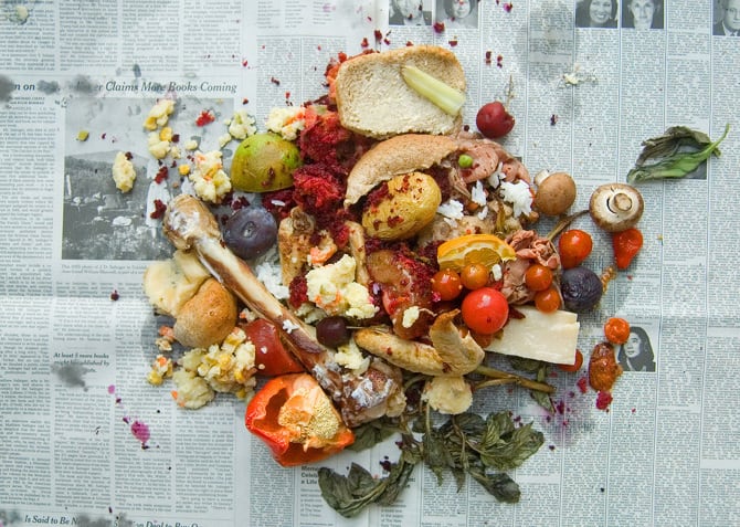 “There were old, half-rotten vegetables; bones from the evening meal, covered in white sauce that had gone hard; a few raisins and almonds; some cheese that Gregor had declared inedible two days before; a dry roll and some bread spread with butter and salt....”