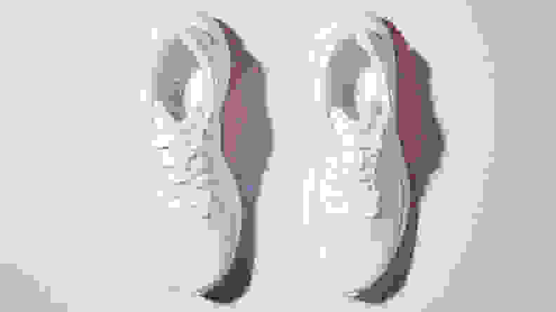 An aerial view of a white pair of lululemon Beyondfeel sneakers.