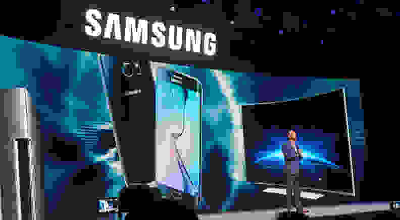 Tim Baxter, ‎president of Samsung Electronics America, introduces new products at CES 2016.