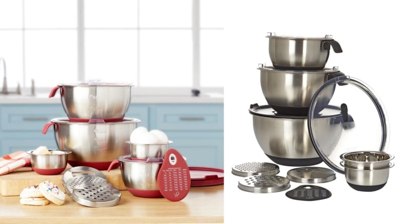 Wolfgang Puck 15-Piece Kitchen Essentials Set, Stainless Steel Skillets and  Mixing Bowls