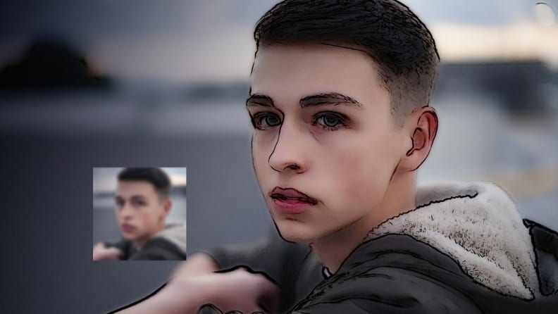 relumino mode brightens up an image of a person