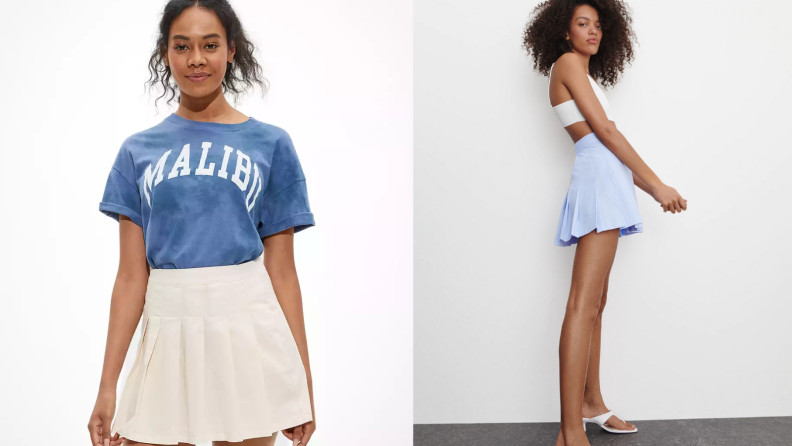 Tennis skirts from American Eagle and H&M