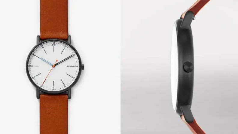 Close up images of a Skagen wristwatch.