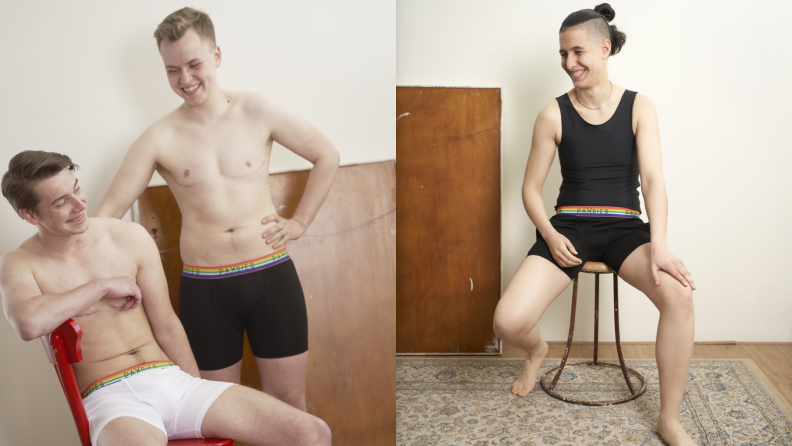 Three models wear Paxsies underwear.