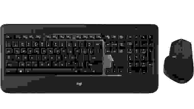 The Logitech MX900 mouse and keyboard combo viewed from above.