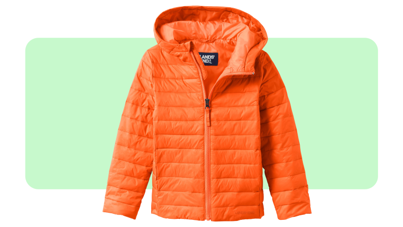 An orange puffer jacket
