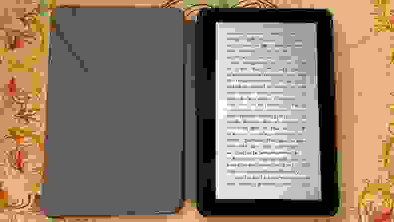 The page of a novel on the tablet's display screen.