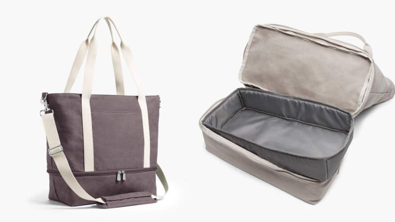 grey travel bag by Lo & Sons, open grey travel bag by Lo & Sons