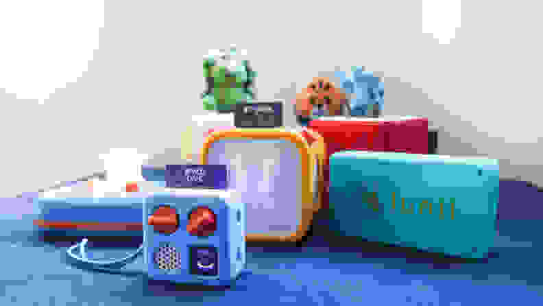 An array of kids' audio players