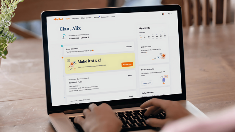 Babbel page with your learning summary.