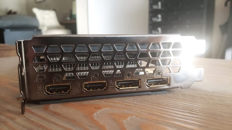 The display connection ports on a graphics card