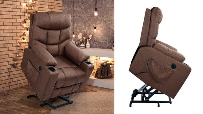 COMHOMA Swivel Rocker Recliner Chair PU Leather Rocking Sofa with Heated  Massage, Brown 