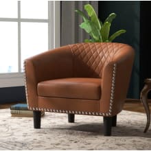 Product image of Trent Austin Design Alverstone 28.4-Inch Wide Nailhead Trim Faux Leather Barrel Chair and a Ottoman