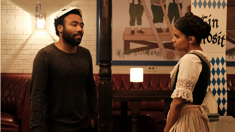 A still from Atlanta featuring Donald Glover and Zazie Beetz