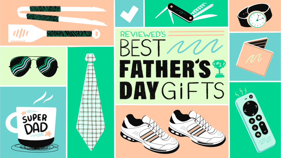 Graphic images of Father's day gifts that reads, Reviewed's Father's Day Gift Guide