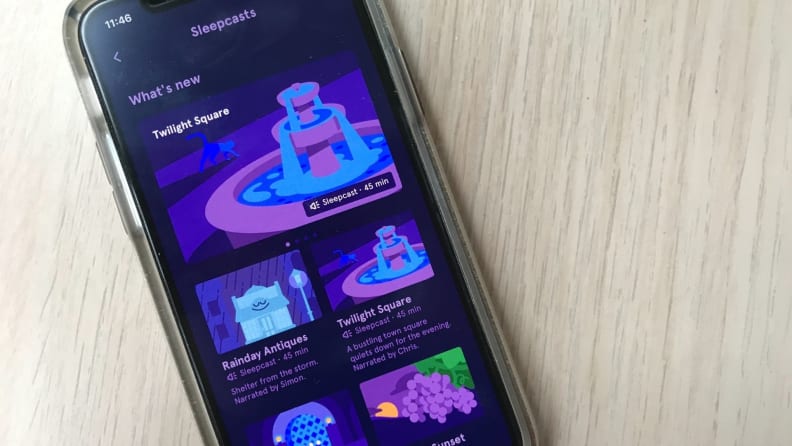 a phone showing headspace's sleepcast selection