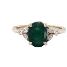 Product image of 1.82 Carat Oval Natural Green Emerald Laurel Leaves Diamond Engagement Ring