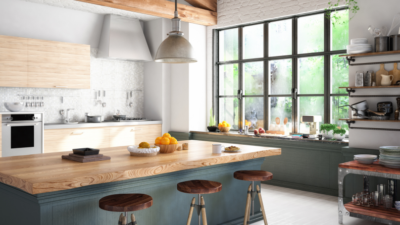 Keep colors darker lower and lighter above to give the impression your kitchen is larger than it really is.