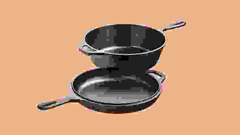 black skillet and pot