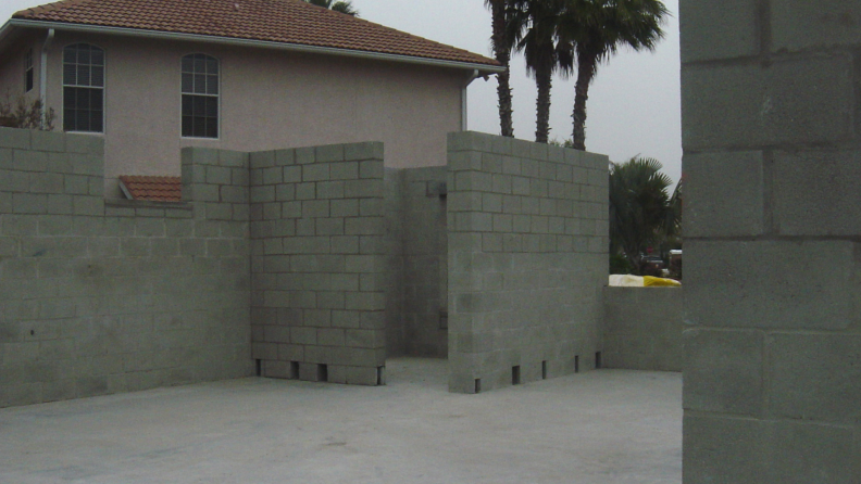 Wide angle of a safe room in construction