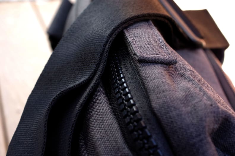 The bag's zippers are made of a thick plastic, giving you quick access to the main pocket.