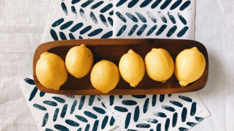 lemons and patterned towel