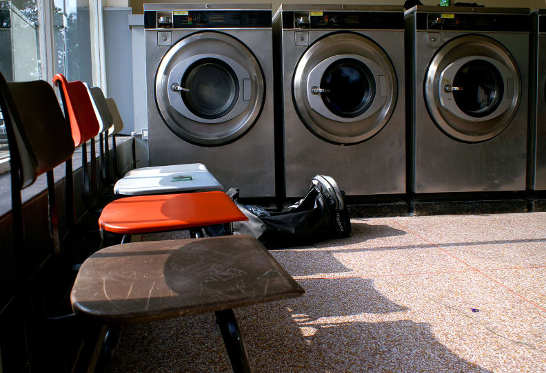 Waiting at a laundromat