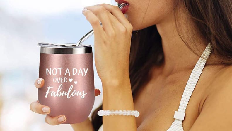 Wine Tumbler with Saying + Scented Candle