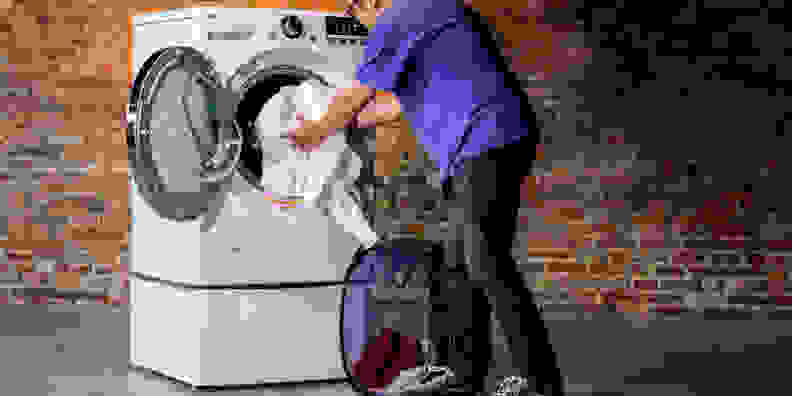 Loading laundry into a front-load washing machine